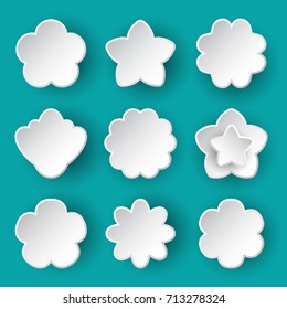 Flower icon collection. Daisy symbol or logo, template, pictogram. Blossom silhouette. Colorful paper origami vector illustration