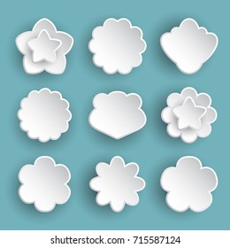 Flower icon collection. Daisy symbol or logo, template, pictogram. Blossom silhouette. Colorful paper origami vector illustration