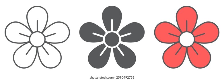 Flower icon collection, easter and summer, floral icon set, vector graphics, a linear pattern on a white background, eps 10