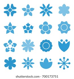 Flower icon collection in flat style. Daisy symbol or logo, template, pictogram. Blossom silhouette. Colorful 70s retro design vector illustration. Minimal style