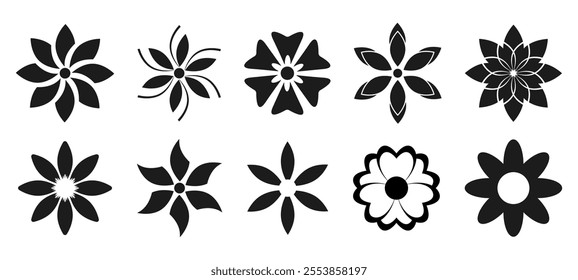 Flower icon collection simple vector icon floral black sign symbol eco shape gallery button set