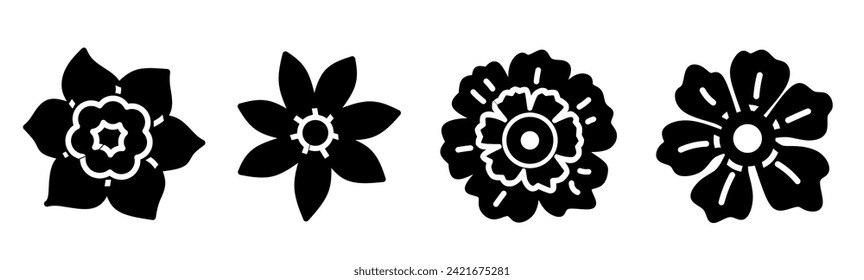 Flower icon collection. Stock vector illustration.