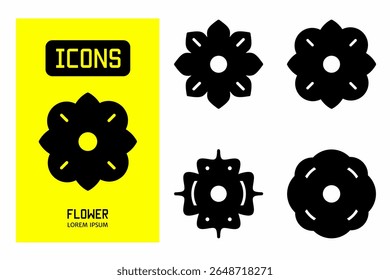 Flower icon. Collection vector illustration of icons for business. Black icon design.