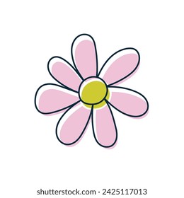 Flower icon. Colored contour linear silhouette. Editable strokes. Front view. Vector simple flat graphic hand drawn illustration. Isolated object on a white background. Isolate.