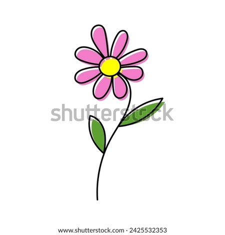 Flower icon. Colored contour linear silhouette. Editable strokes. Vertical front view. Vector simple flat graphic hand drawn illustration. Isolated object on a white background. Isolate.
