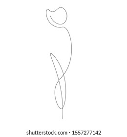Flower icon continuous line drawing, vector illustration
