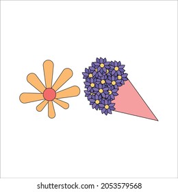 flower icon decoration bundling fill line