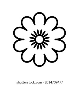 Blumensymbol. Dekoratives Piktogramm für Web. Zeilenhub. Einzeln auf weißem Hintergrund. Umrissvektor eps10