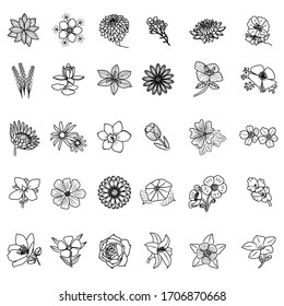 Flower Icon Design with hand drawn outline Style