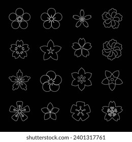 Blumensymbol-Design-Set, Vektorgrafik.