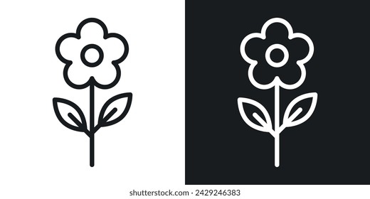 Blumensymbol in einem Linienstil auf weißem Hintergrund entworfen.