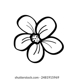 Icono de flor doodle sketch. Ilustración vectorial de una flor de dibujos animados. Aislar sobre blanco.