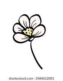 Icono de flor doodle sketch. Ilustración vectorial de una flor de dibujos animados. Aislar sobre blanco.