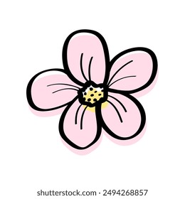 Flower icon doodle sketch. Vector illustration of a cartoon flower. Isolate on white.
