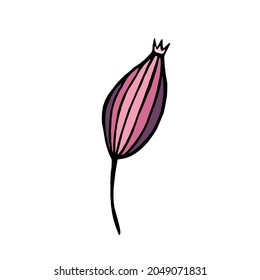 Blumensymbol im Doodle-Stil. Vektorgrafik-Blume einzeln auf weißem Hintergrund.  Handgezeichnet. 