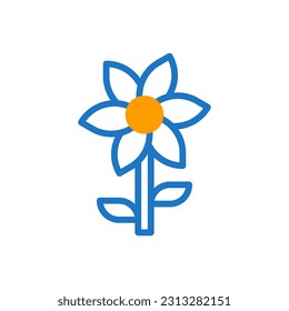 Flower icon duotone blue orange colour mother day illustration vector element and symbol perfect.