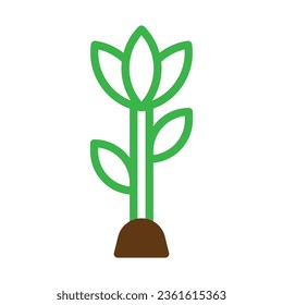 Flower icon duotone green brown colour easter illustration vector element and symbol perfect.