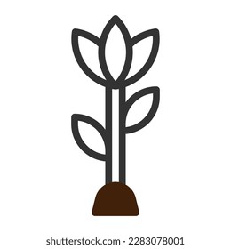 flower icon duotone grey brown colour easter illustration vector element and symbol perfect. Icon sign from modern collection for web.