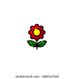 Blumensymbol. Ökologie-Symbol. Einfach, flach, umrissen, schwarz, farbig.