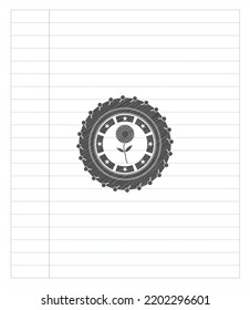 flower icon emblem with pencil effect. Vector Illustration. Detailed. 