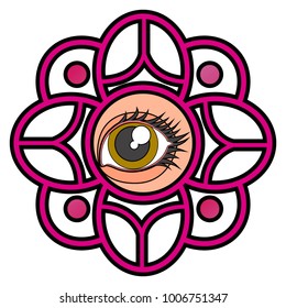 Flower icon with a female eye concept vector illustration design