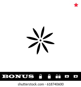 Flower icon flat. Black pictogram on white background. Vector illustration symbol and bonus button open and closed lock, folder, star