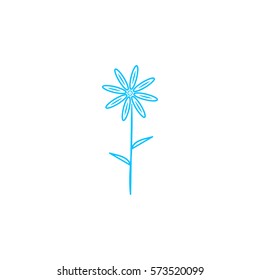 Flower icon flat. Blue pictogram on white background. Vector illustration symbol