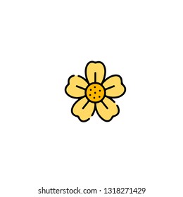 Flower icon, flat design line art thin style, vector illustration. Festive carnivals in Brazil and Mardi Gras in Venice
