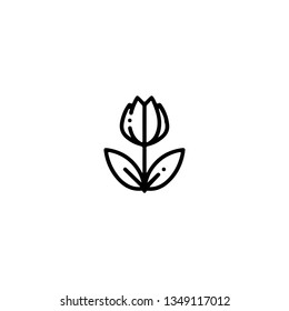 Flower icon, flat design line art thin style. Easter Day vector illustration