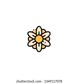 Flower icon, flat design line art thin style. Easter Day vector illustration