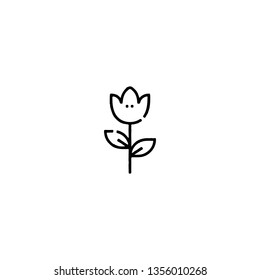 Flower icon, flat design line art thin style. Easter Day vector illustration
