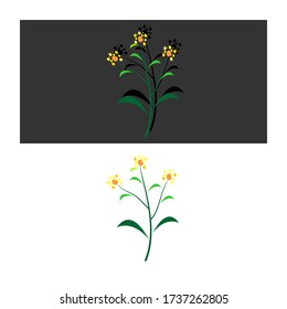 flower Icon, flat design style. in background white and black with shadow