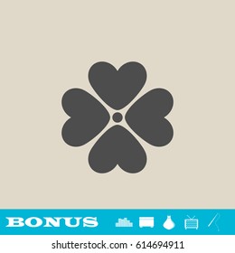 Flower icon flat. Grey pictogram on light background. Vector illustration symbol and bonus button real estate, ottoman, vase, tv, fishing rod
