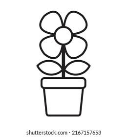 flower icon, flower flat icon illustration in pot, suitable for web design, logo, app