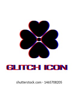 Flower icon flat. Simple pictogram - Glitch effect. Vector illustration symbol
