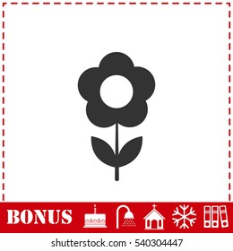 Flower icon flat. Simple vector symbol and bonus icon