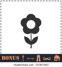 Flower icon flat. Simple vector symbol and bonus icon