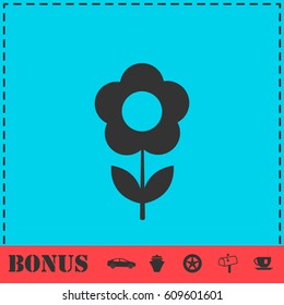 Flower icon flat. Simple vector symbol and bonus icon