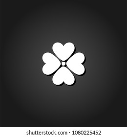 Flower icon flat. Simple White pictogram on black background with shadow. Vector illustration symbol