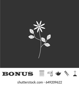 Flower icon flat. White pictogram on black background. Vector illustration symbol and bonus icons