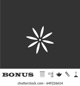 Flower icon flat. White pictogram on black background. Vector illustration symbol and bonus icons