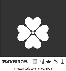 Flower icon flat. White pictogram on black background. Vector illustration symbol and bonus icons