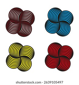 Flower icon. Geometric spiral pattern. Vector decorative symbol. Colorful abstract shape.