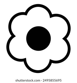 Icono de flor en escala de grises aislado sobre fondo blanco.