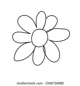 Flower icon. Hand drawn simple black outline vector illustration clip art in doodle style, isolated on white background