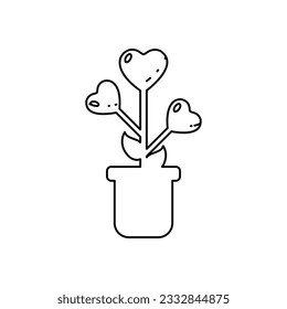 flower icon, heart on a white background, vector illustration