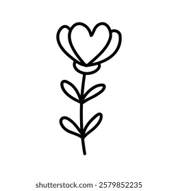 Flower Icon. Illustration of Flowers With Heart Symbols. Garden Decoration Plants.