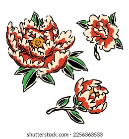 flower icon illustration in retro vintage style which is very unique for a tattoo or an interesting symbol