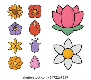Kollektion des Blumensymbol-Illustrationssatzes
