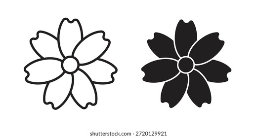 Ilustración de icono de flor, Vector de línea delgada, signo de Diseño web,